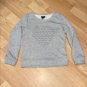 Basic Editions Girls 6X Gray Metallic Heart Knit Sweater Long Sleeve Cozy